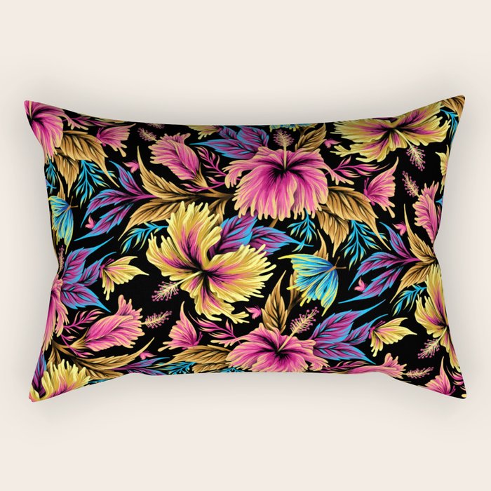 Hibiscus Butterflies - Multicolor Rectangular Pillow Gallery Image 2