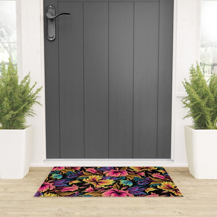 Hibiscus Butterflies - Multicolor Welcome Mat Gallery Image 3