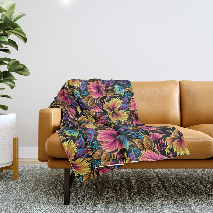 Hibiscus Butterflies - Multicolor Throw Blanket Gallery Image 1