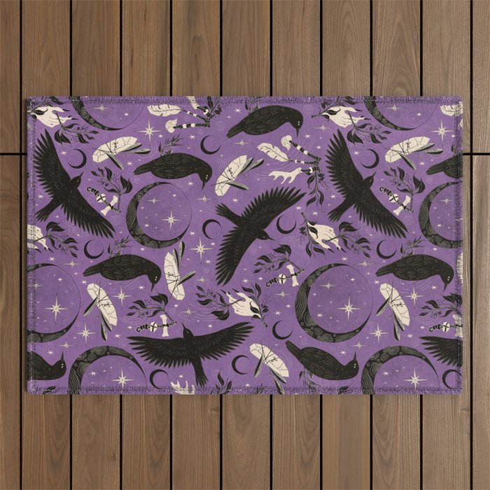 Raven Tarot Purple  Outdoor Rug Gallery Image 1