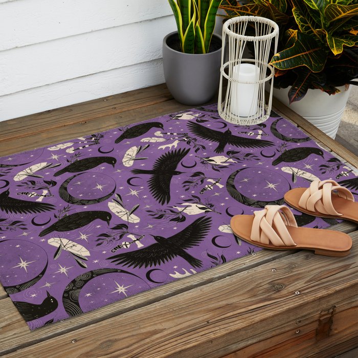 Raven Tarot Purple  Outdoor Rug Gallery Image 2
