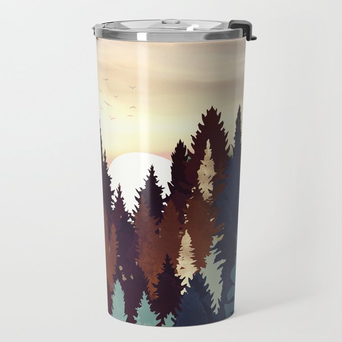 Autumn Forest Sunset Travel Mug Gallery Image 2