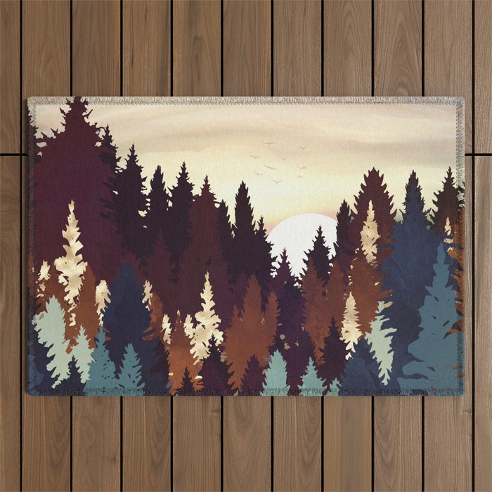 Autumn Forest Sunset Outdoor Rug Gallery Image 1