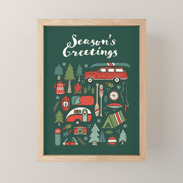 Seasons Greetings - Camping Christmas Mini Art Print Gallery Image 1