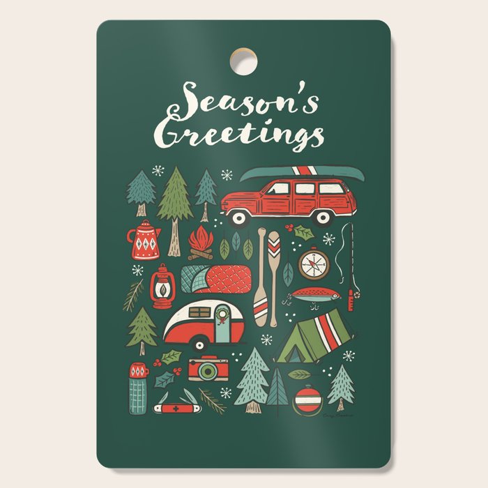 Seasons Greetings - Camping Christmas Cutting Board Gallery Image 1