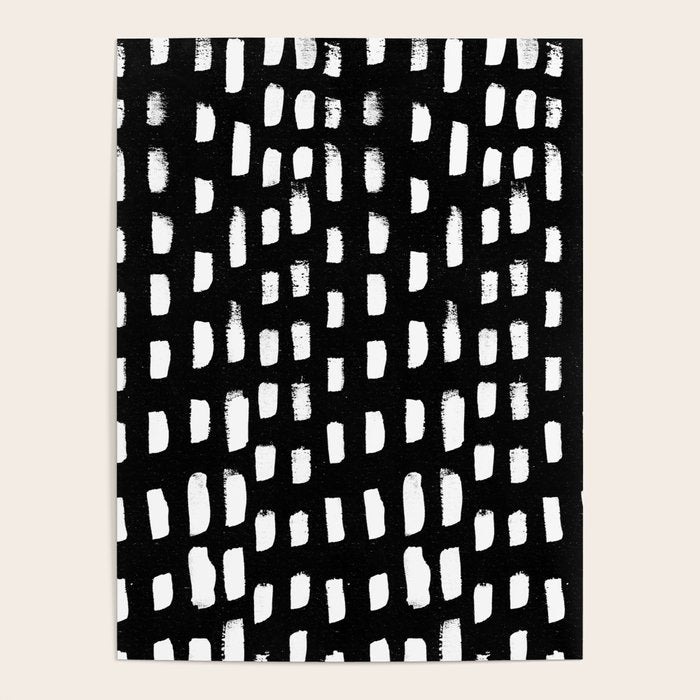 Artistic modern black white paint brushstrokes Poster Gallery Image 4