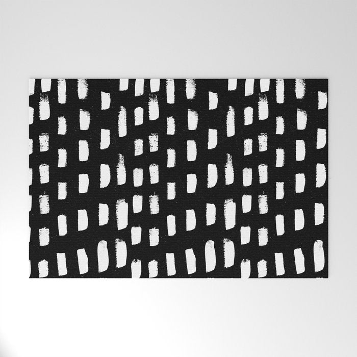 Artistic modern black white paint brushstrokes Welcome Mat Gallery Image 1