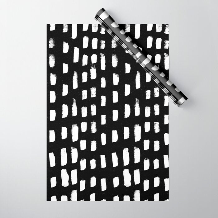 Artistic modern black white paint brushstrokes Wrapping Paper Gallery Image 1