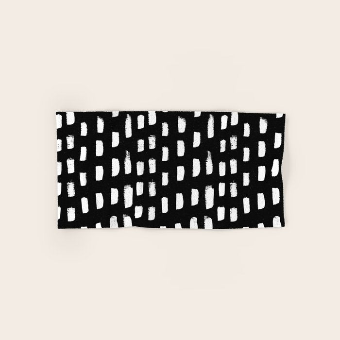 Artistic modern black white paint brushstrokes Bath Towel Gallery Image 1