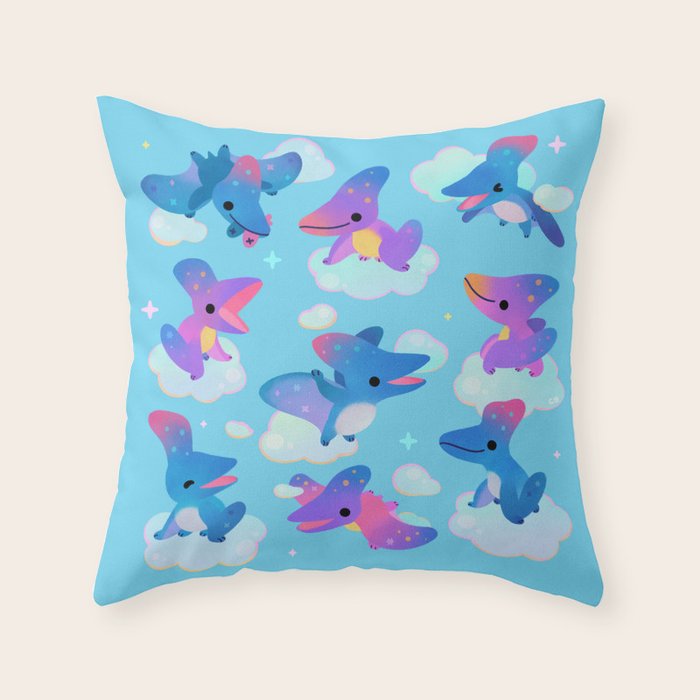 Pteranodon in the blue sky Throw Pillow Gallery Image 6