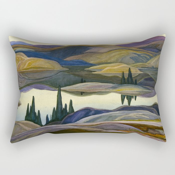 Canadian Landscape Franklin Carmichael Art Nouveau Post-Impressionism Mirror Lake Rectangular Pillow Gallery Image 2