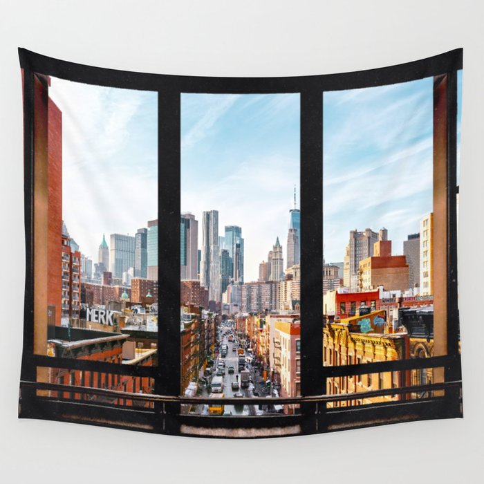 New York City Window Panoramic Wall Tapestry Gallery Image 4