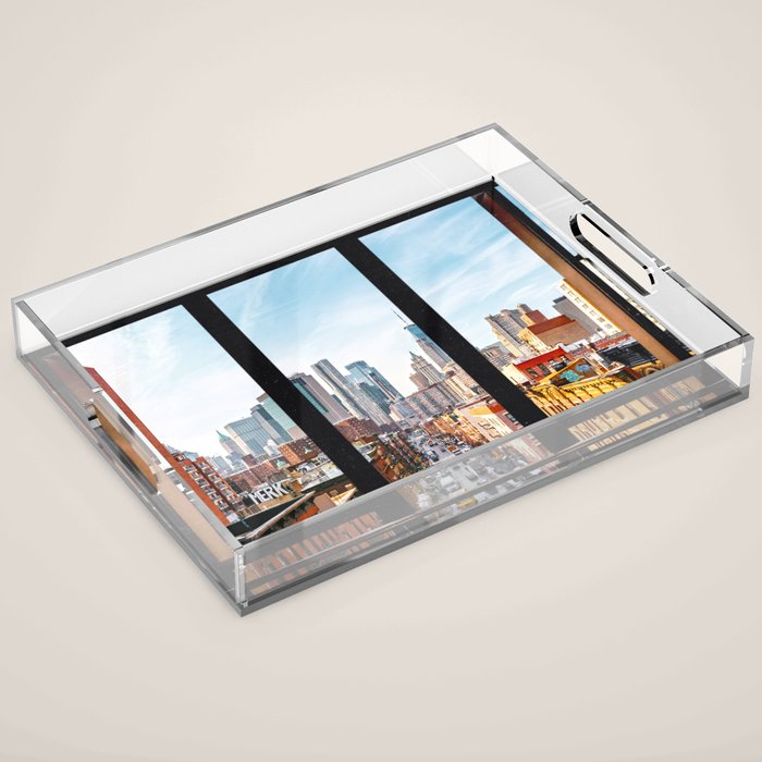 New York City Window Panoramic Acrylic Tray Gallery Image 1