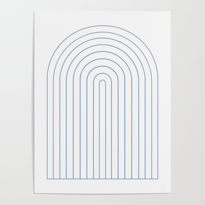 Minimal Arch XXV White and Blue Green Modern Geometric Lines Poster Gallery Image 1