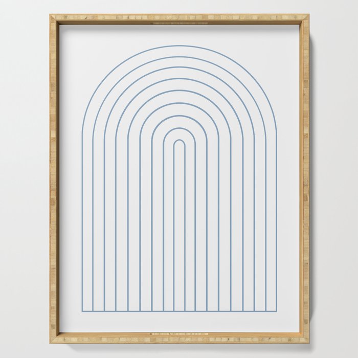 Minimal Arch XXV White and Blue Green Modern Geometric Lines Serving Tray Gallery Image 1
