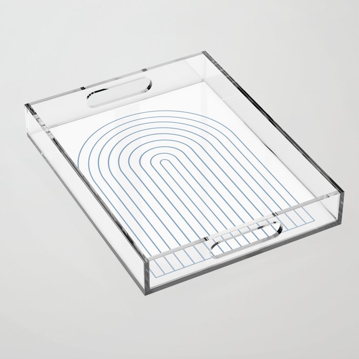 Minimal Arch XXV White and Blue Green Modern Geometric Lines Acrylic Tray Gallery Image 1
