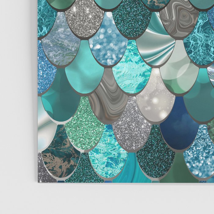Mermaid Art, Sea,Teal, Mint, Aqua, Blue Poster Gallery Image 3