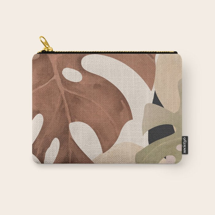 Abstract Art Tropical Leaves 3 Mocha Mousse Carry All Pouch Gallery Image 1