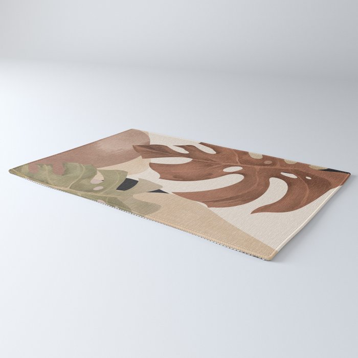 Abstract Art Tropical Leaves 3 Mocha Mousse Rug Gallery Image 3