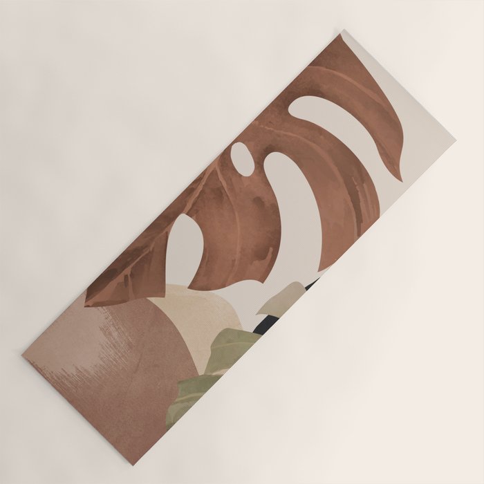 Abstract Art Tropical Leaves 3 Mocha Mousse Yoga Mat Gallery Image 1