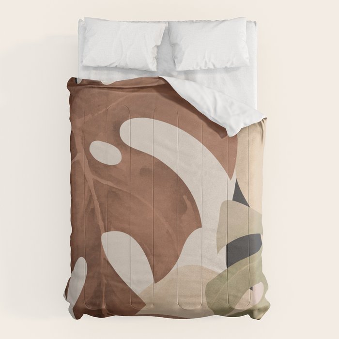 Abstract Art Tropical Leaves 3 Mocha Mousse Comforter Gallery Image 6