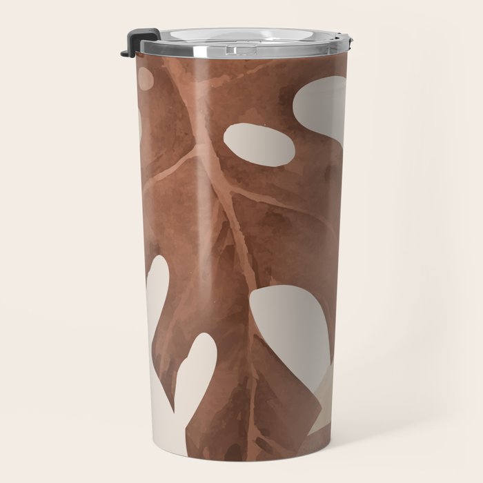 Abstract Art Tropical Leaves 3 Mocha Mousse Travel Mug Gallery Image 3