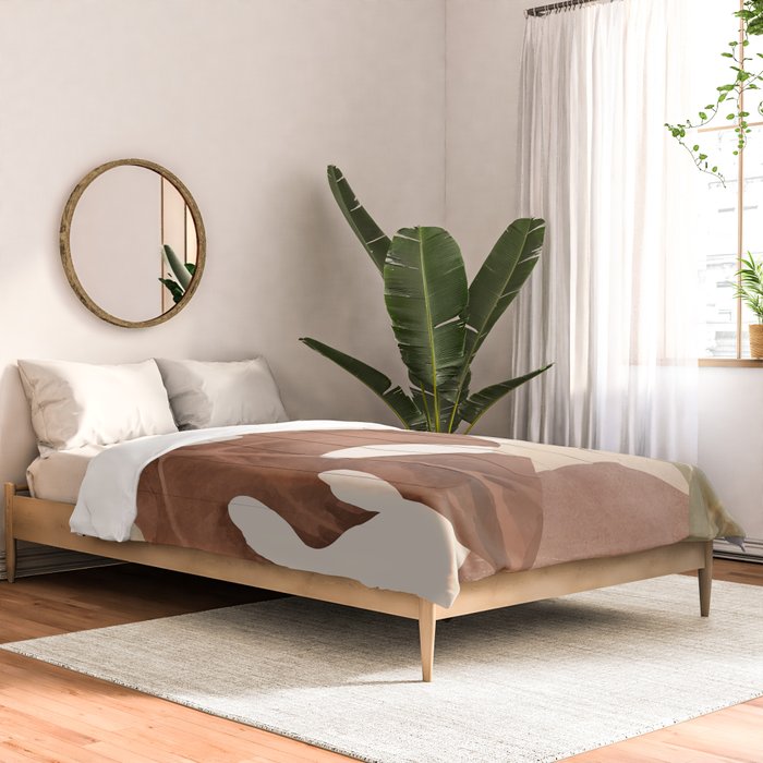 Abstract Art Tropical Leaves 3 Mocha Mousse Comforter Gallery Image 2