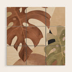 Abstract Art Tropical Leaves 3 Mocha Mousse Wood Wall Art Gallery Image 1