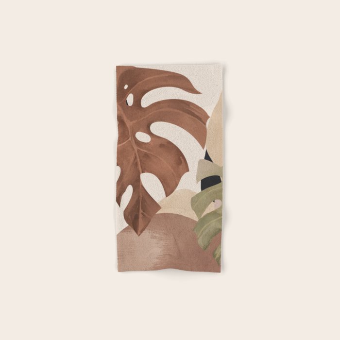Abstract Art Tropical Leaves 3 Mocha Mousse Bath Towel Gallery Image 1