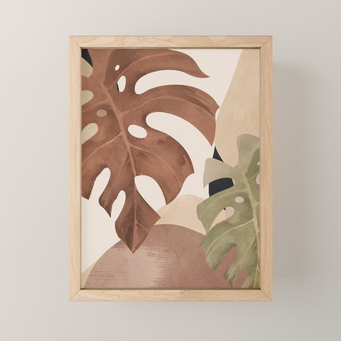 Abstract Art Tropical Leaves 3 Mocha Mousse Mini Art Print Gallery Image 1