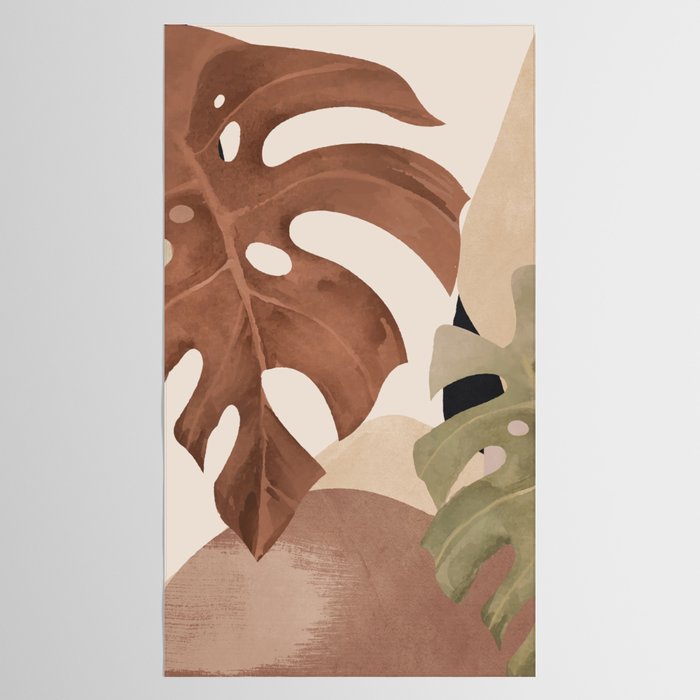 Abstract Art Tropical Leaves 3 Mocha Mousse Tablecloth Gallery Image 2