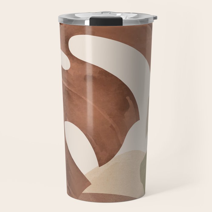 Abstract Art Tropical Leaves 3 Mocha Mousse Travel Mug Gallery Image 1