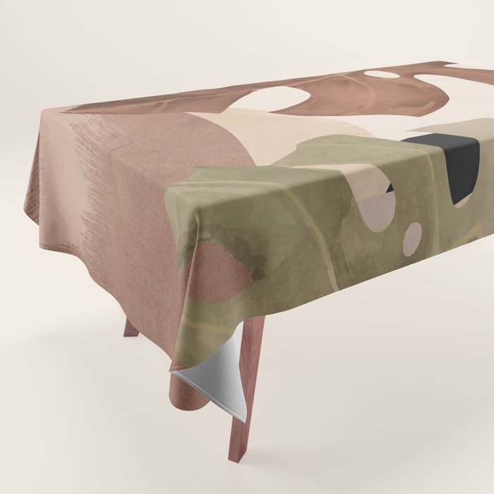 Abstract Art Tropical Leaves 3 Mocha Mousse Tablecloth Gallery Image 1