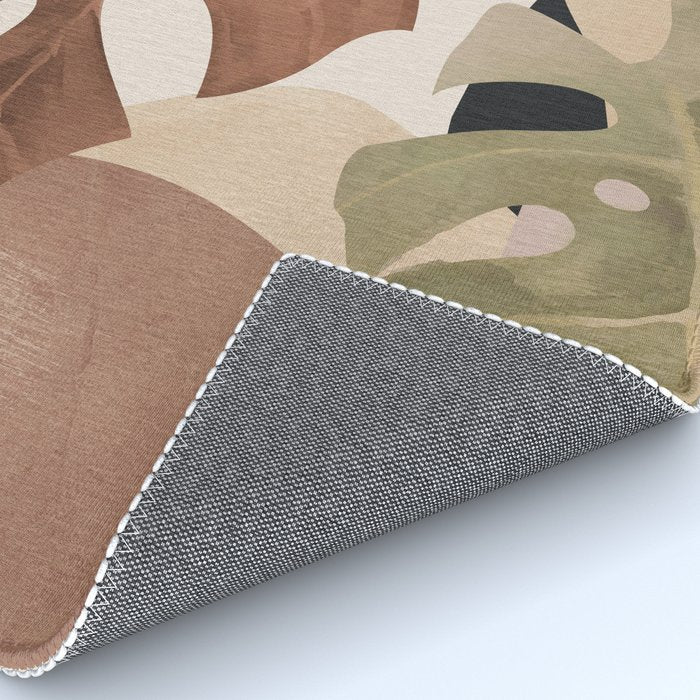 Abstract Art Tropical Leaves 3 Mocha Mousse Rug Gallery Image 4