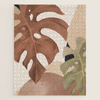 Abstract Art Tropical Leaves 3 Mocha Mousse Jigsaw Puzzle Gallery Image 1