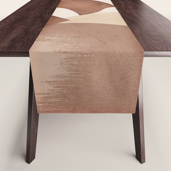 Abstract Art Tropical Leaves 3 Mocha Mousse Table Runner Gallery Image 1