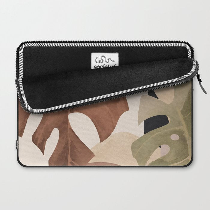 Abstract Art Tropical Leaves 3 Mocha Mousse Laptop Sleeve Gallery Image 2