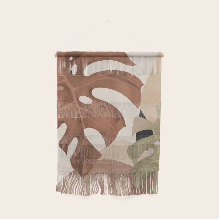 Abstract Art Tropical Leaves 3 Mocha Mousse Wall Hanging Gallery Image 1