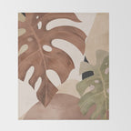 Abstract Art Tropical Leaves 3 Mocha Mousse Throw Blanket Gallery Image 2