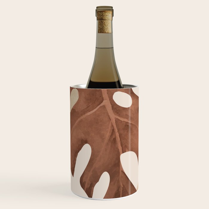 Abstract Art Tropical Leaves 3 Mocha Mousse Wine Chiller Gallery Image 2