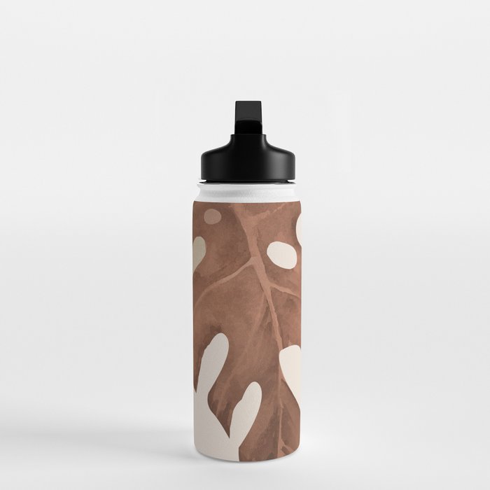 Abstract Art Tropical Leaves 3 Mocha Mousse Water Bottle Gallery Image 3