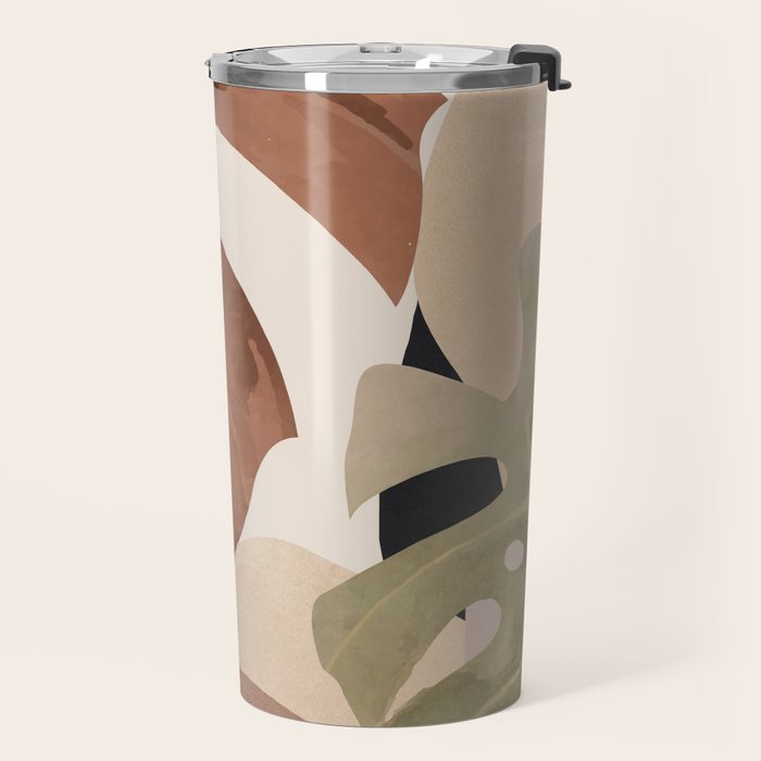 Abstract Art Tropical Leaves 3 Mocha Mousse Travel Mug Gallery Image 2