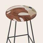 Abstract Art Tropical Leaves 3 Mocha Mousse Stool Gallery Image 2