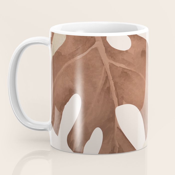 Abstract Art Tropical Leaves 3 Mocha Mousse Coffee Mug Gallery Image 3