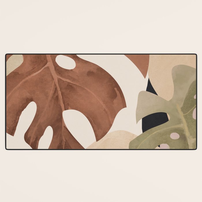 Abstract Art Tropical Leaves 3 Mocha Mousse Desk Mat Gallery Image 3