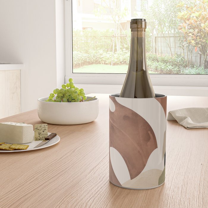 Abstract Art Tropical Leaves 3 Mocha Mousse Wine Chiller Gallery Image 4