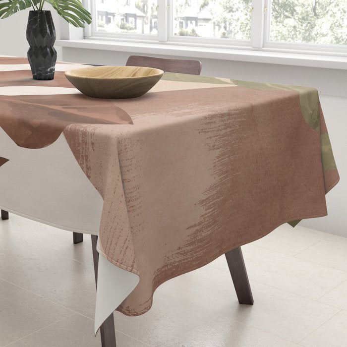 Abstract Art Tropical Leaves 3 Mocha Mousse Tablecloth Gallery Image 3
