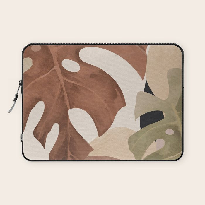 Abstract Art Tropical Leaves 3 Mocha Mousse Laptop Sleeve Gallery Image 1