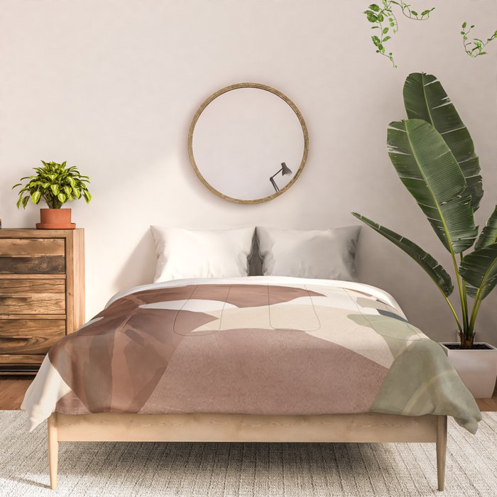 Abstract Art Tropical Leaves 3 Mocha Mousse Comforter Gallery Image 3