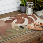 Abstract Art Tropical Leaves 3 Mocha Mousse Outdoor Rug Gallery Image 2